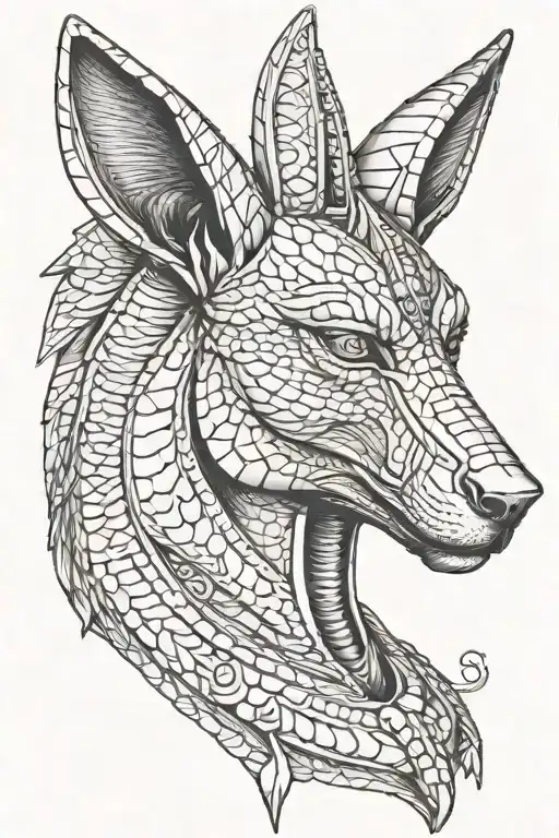 Anubis with scales tattoo design idea