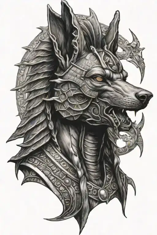 Anubis with scales tattoo design idea