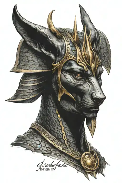 Anubis with scales tattoo design idea