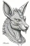 Anubis with scales tattoo design idea