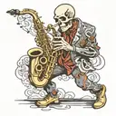 Skelton playing saxophone  tattoo design idea