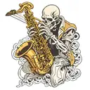 Skelton playing saxophone  tattoo design idea