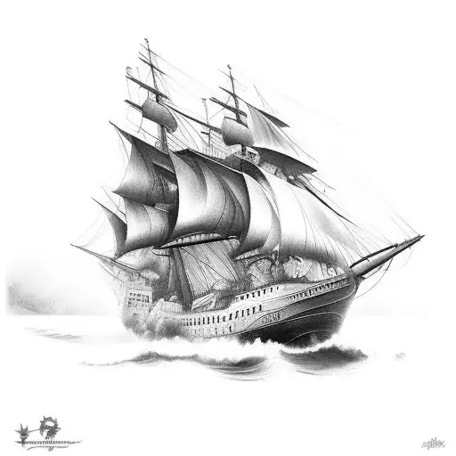 ship in storm tattoo design idea