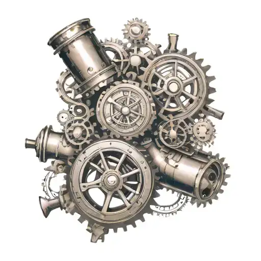 whistle in wheels in a steampunk style tatto design tattoo design idea