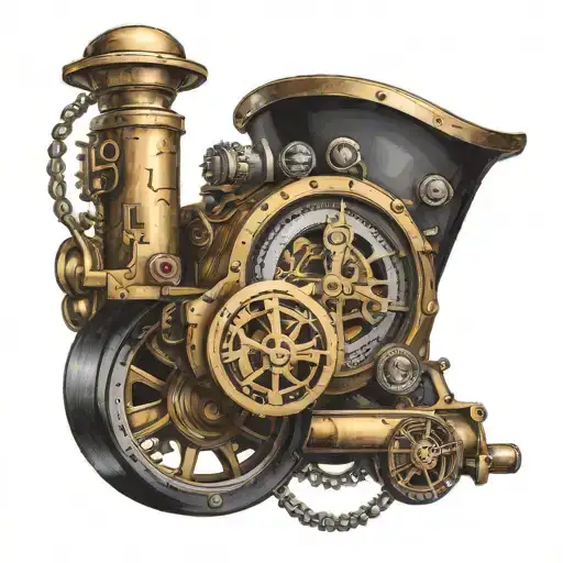 whistle in wheels in a steampunk style tatto design tattoo design idea