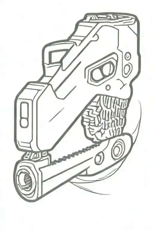 evil dead chainsaw tattoo design idea