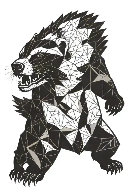 honey badger posing like Zeus tattoo design idea