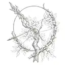 elm tree and archery bow tattoo design idea