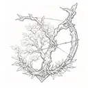 elm tree and archery bow tattoo design idea