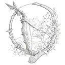 elm tree and archery bow tattoo design idea