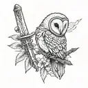 barn owl and sword going tattoo design idea