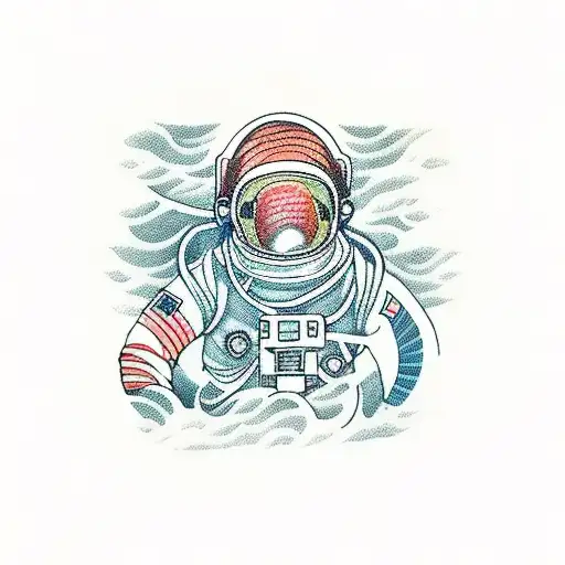 astronaut and scuba diver tattoo design idea