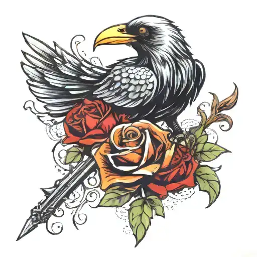 Mace weapon with crow foot  tattoo design idea