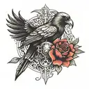 Mace weapon with crow foot  tattoo design idea