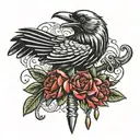 Mace weapon with crow foot  tattoo design idea