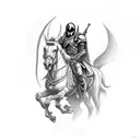 death knight on horse with the words : I came I saw I conquered  tattoo design idea