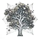 oak tree with stars tattoo design idea