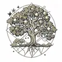 oak tree with stars tattoo design idea