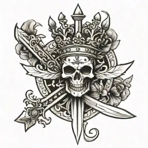 fleur-de-lis with a sword and a crown tattoo design idea