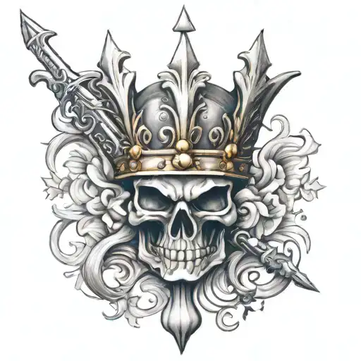 fleur-de-lis with a sword and a crown tattoo design idea