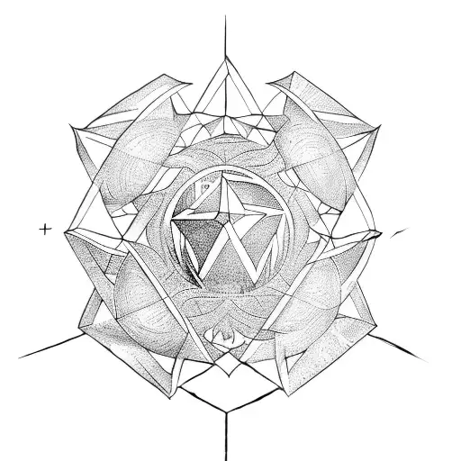 penrose triangle, metatron's cube, turtle tattoo design idea