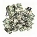 monopoly man holding money bag tattoo design idea