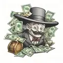 monopoly man holding money bag tattoo design idea