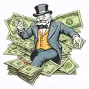 monopoly man holding money bag tattoo design idea