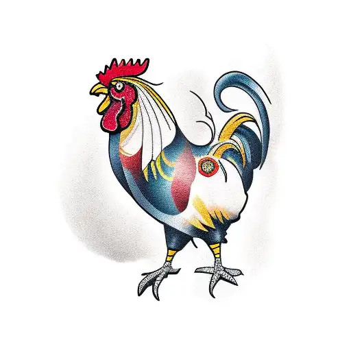 Rooster standing proudly tattoo design idea