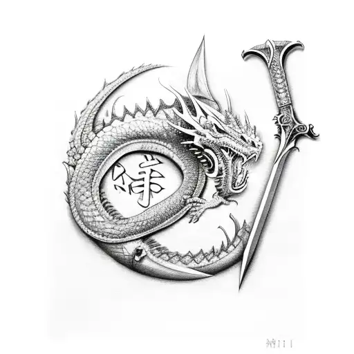 sword with dragon tattoo design idea