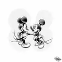 Mickey Mouse as main character  and in the bottom Minnie Mouse  and tinker bell tattoo design idea