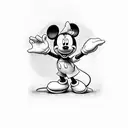 Mickey Mouse as main character  and in the bottom Minnie Mouse  and tinker bell tattoo design idea