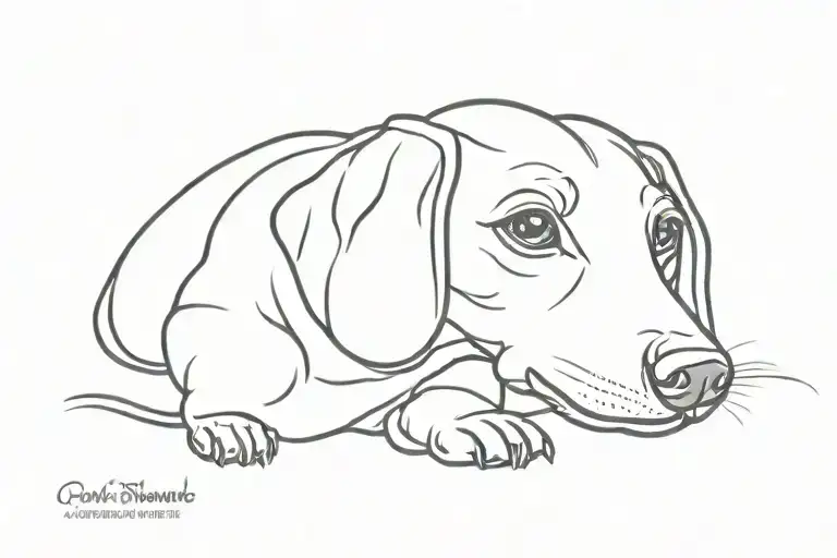 mini dachshund silhouette tattoo design idea
