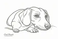 mini dachshund silhouette tattoo design idea