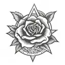 Anarchy symbol AND rose minimalism style draw tattoo design idea