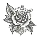 Anarchy symbol AND rose minimalism style draw tattoo design idea