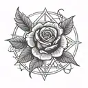 Anarchy symbol AND rose minimalism style draw tattoo design idea