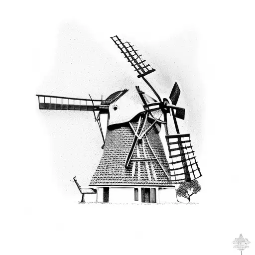 A mesmerizing sunset over a windmill in the Australian outback tattoo design idea