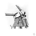 A mesmerizing sunset over a windmill in the Australian outback tattoo design idea