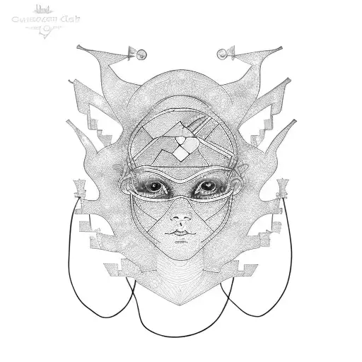 blue child birth electro circuit board tattoo design idea