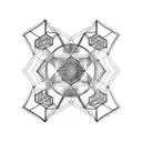 blue hexagon electro circuit board tattoo design idea