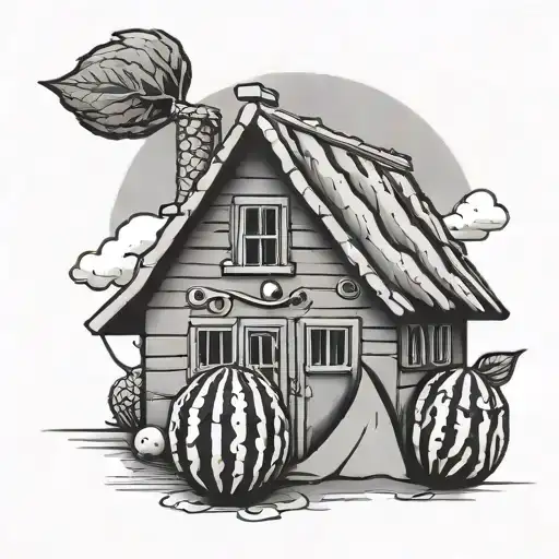 watermelon house tattoo design idea