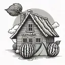 watermelon house tattoo design idea