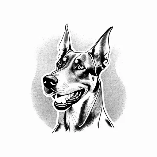 Dog doberman  tattoo design idea