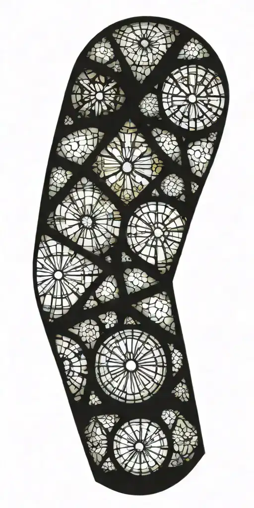 Church stained glass windows in a agotich church  tattoo design idea
