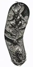  flying satan creature emerging tattoo design idea
