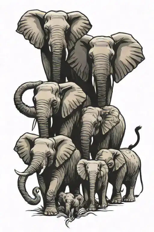elephant family tattoo design idea