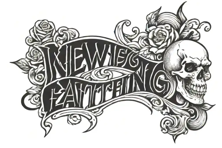 Reverse lettering style tattoo design idea