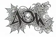 Reverse lettering style tattoo design idea
