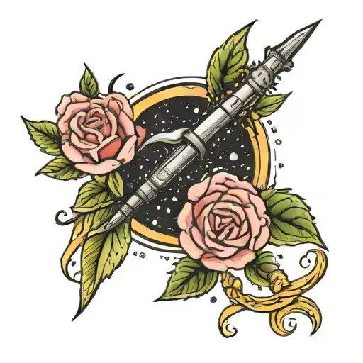 diseña un tatuaje con la frase ad Astra per aspera en pequeño y una rosa de los vientos junto a una brujula tattoo design idea